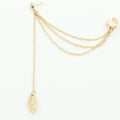 Metal leaf leaf tassel earrings ear clip jewelry women