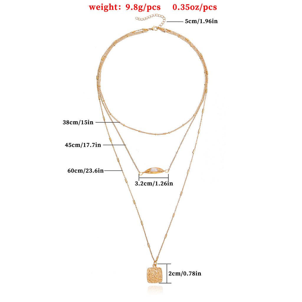 Jewelry Ins Multilayer Spider Web Pearl Square Pendant Necklace Women