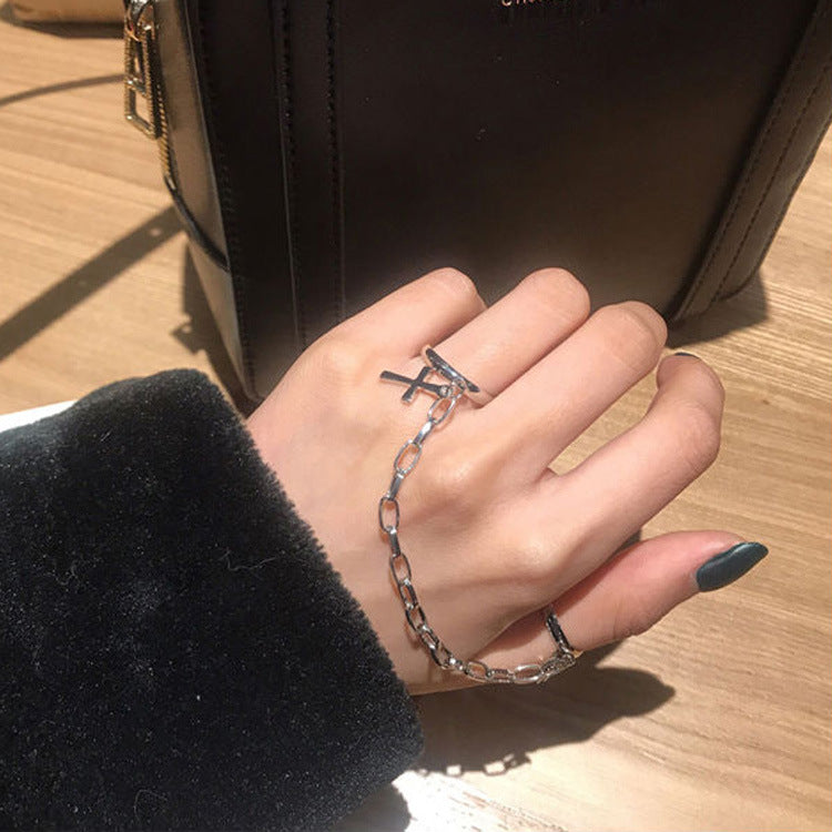 Siamese Chain Personality Exaggeration  Ring Ring Jewelry Women