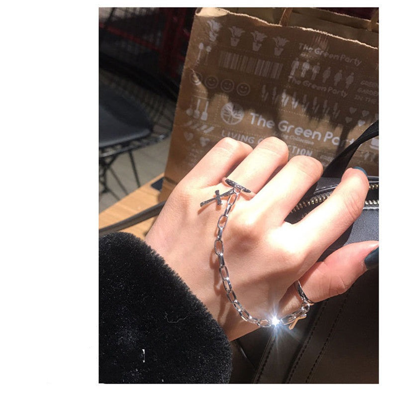 Siamese Chain Personality Exaggeration  Ring Ring Jewelry Women