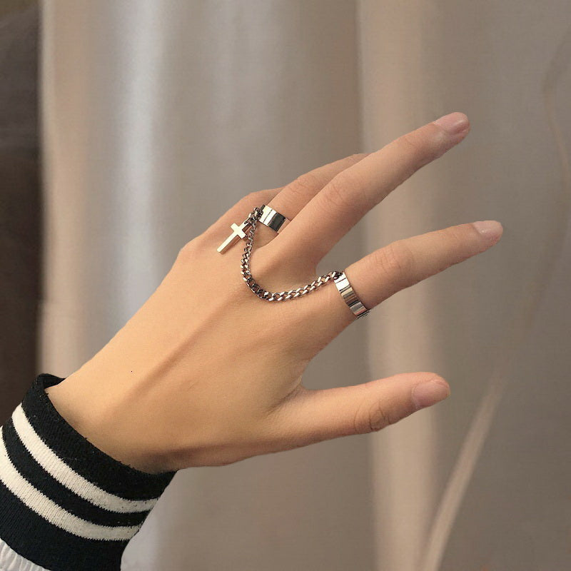 Siamese Chain Personality Exaggeration  Ring Ring Jewelry Women