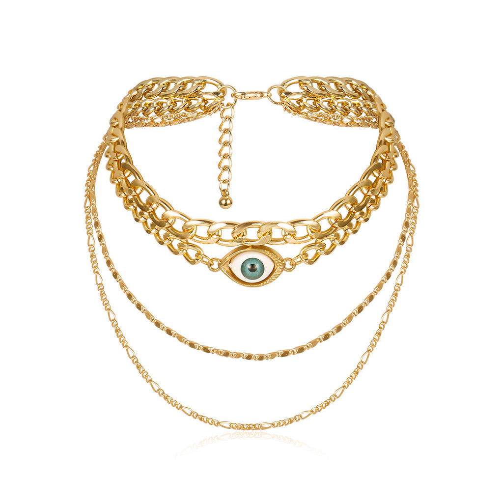 Cross-border Jewelry, Personality Blue Eyes Exaggerated Necklace Women
